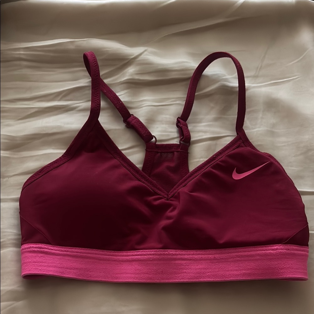 Nike Red and Pink Sports Bra with Racerback Design